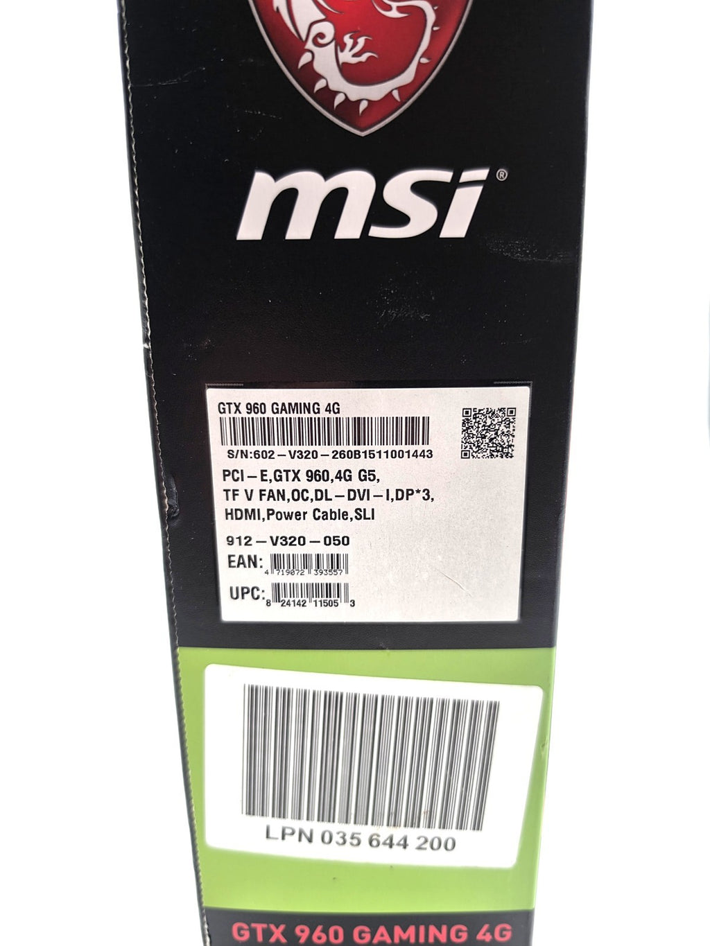 MSI GeForce GTX 960 Gaming 4G 4GB GDDR5 Graphics Card New Old Stock Boxed 1080p