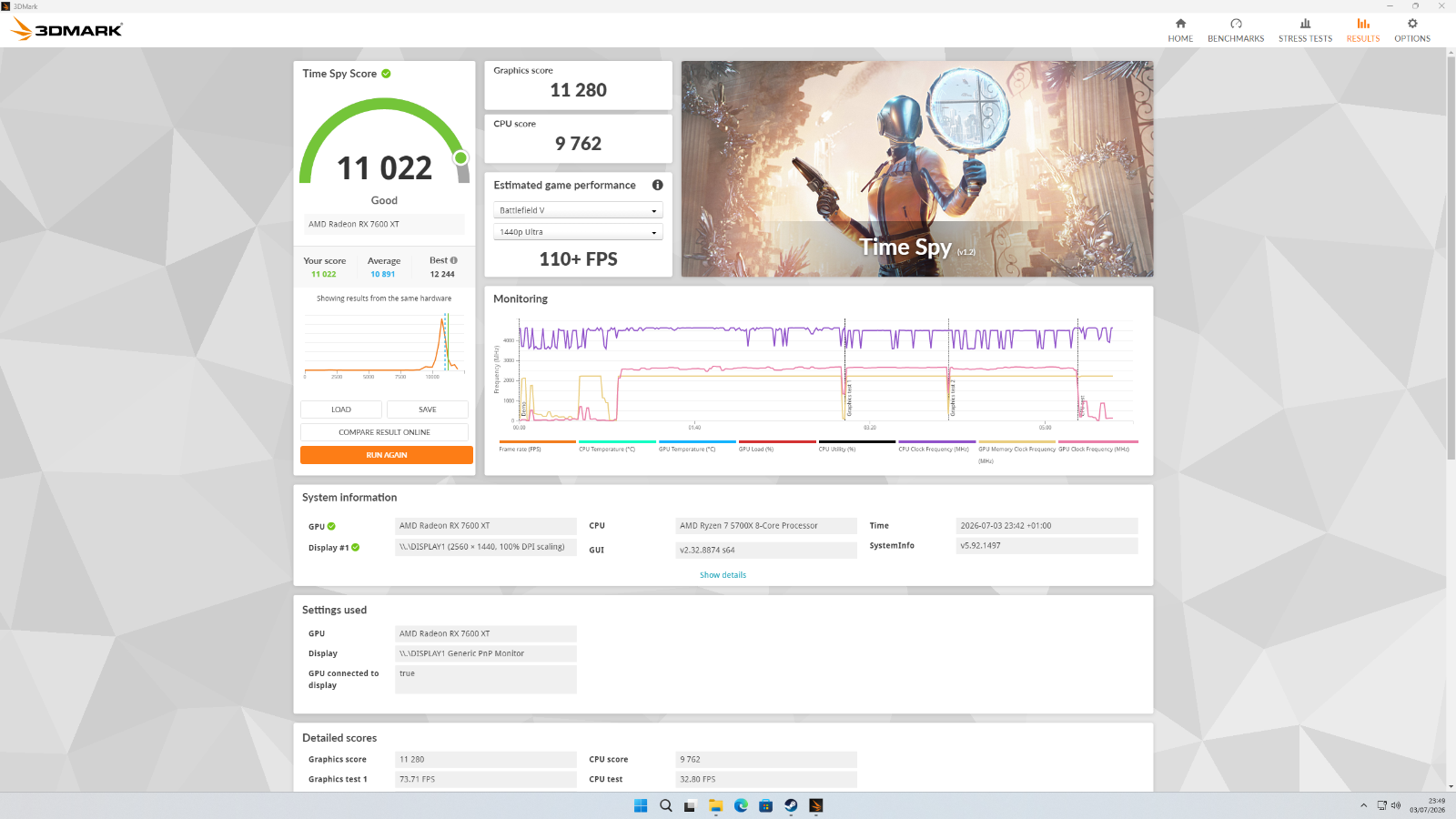Gaming PC AMD Ryzen 7 5700X RX 7600 XT 16GB 32GB DDR4 2TB NVMe AIO RGB Win 11