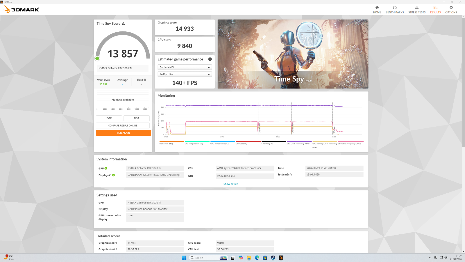 Gaming PC Ryzen 7 3700X RTX 3070 Ti FE 16GB DDR4 1TB SSD RGB | 12M Warranty