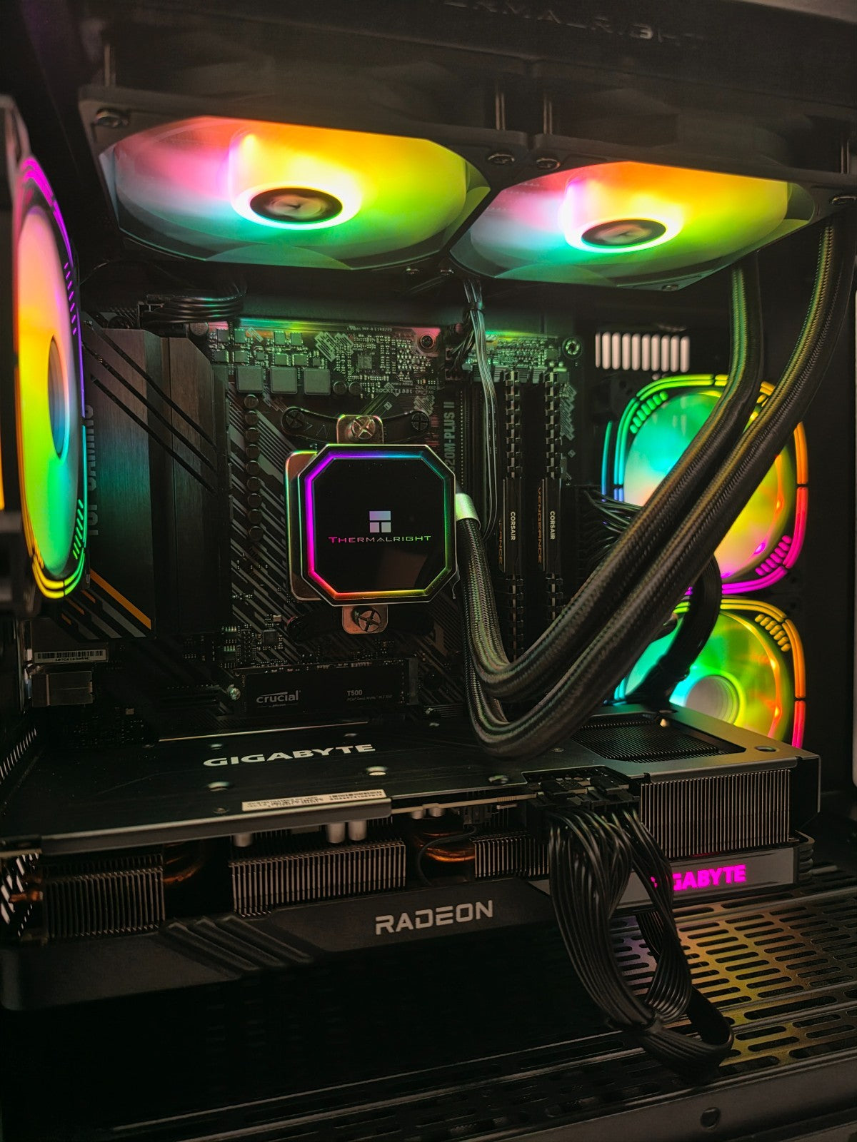 Gaming PC AMD Ryzen 7 5700X RX 7600 XT 16GB 32GB DDR4 2TB NVMe AIO RGB Win 11