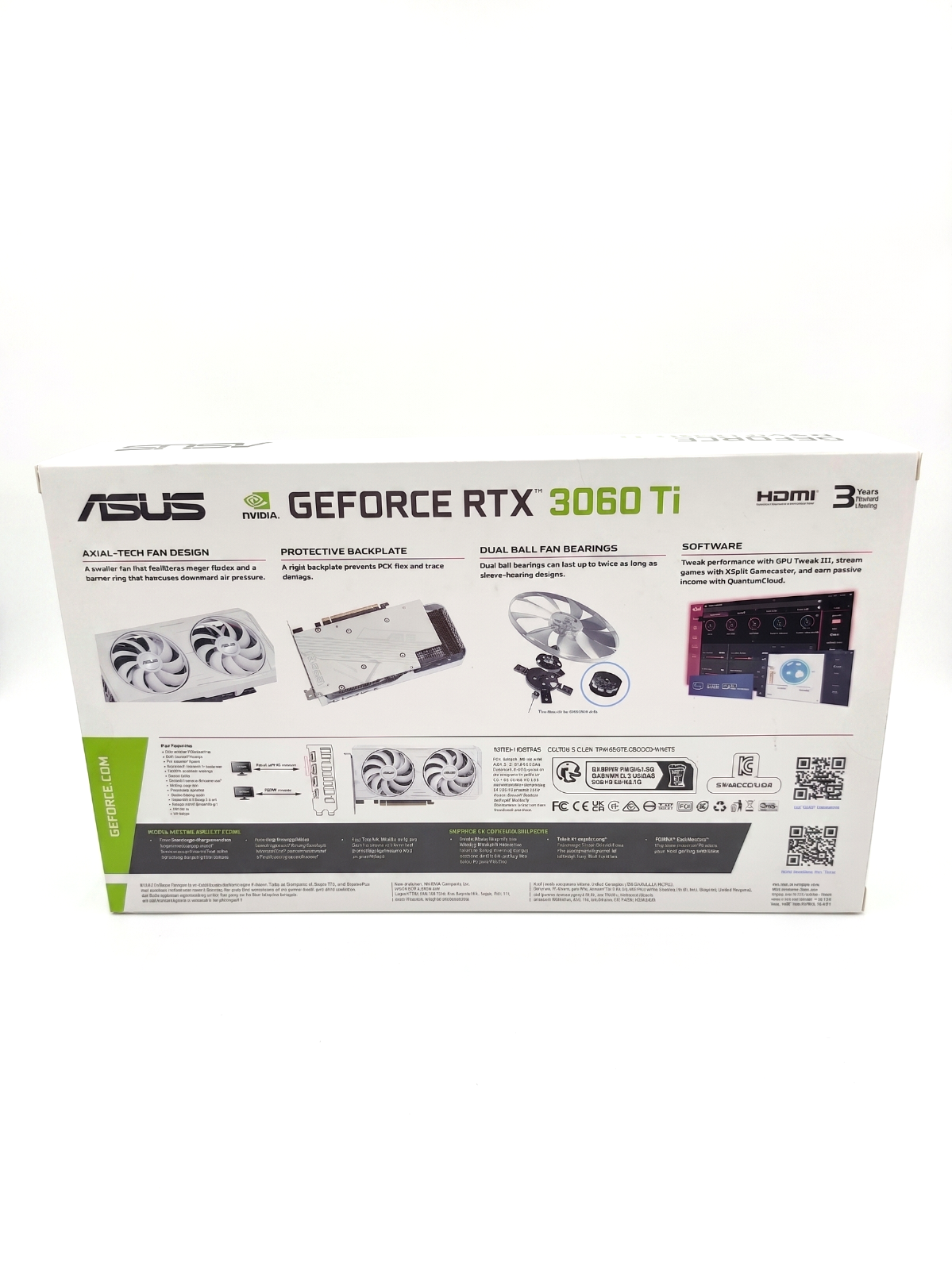 ASUS Dual RTX 3060 Ti OC White 8GB GDDR6X Graphics Card Boxed HDMI DP 1440p