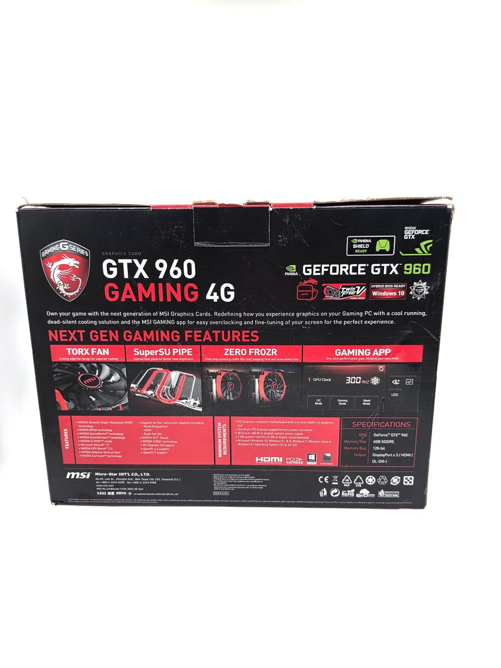 MSI GeForce GTX 960 Gaming 4G 4GB GDDR5 Graphics Card New Old Stock Boxed 1080p