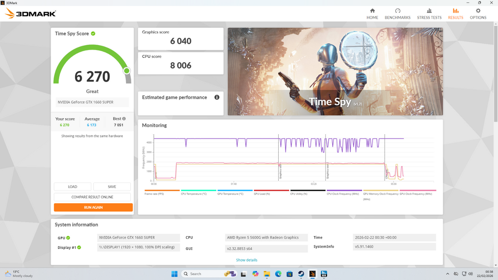 Gaming PC Ryzen 5 5600G GTX 1660 SUPER 16GB DDR4 1TB SSD Win11